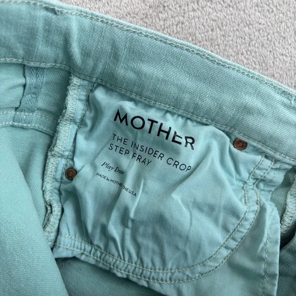 Mother The Insider Crop Step Fray Jeans in Lagoon Women 28 Raw Cut Hem USA Made - Picture 4 of 14